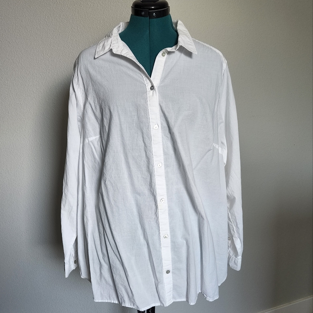Mama Classic Cotton Button-Down Blouse White XL